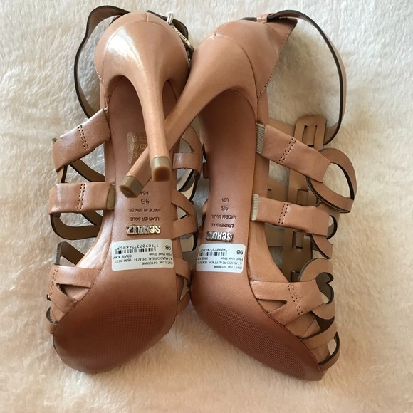 Shultz Tan Leather Open Toe Heels - Picture 9 of 10